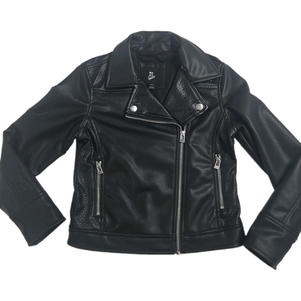 Art Class Kids S 6/7 Black Zippered Faux Leather Moto Jacket